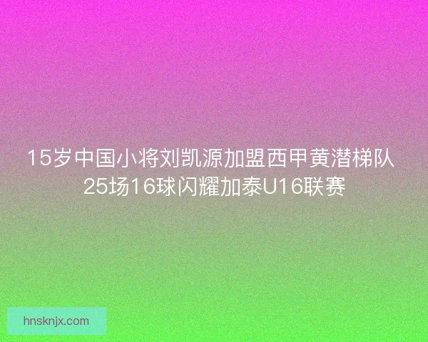15岁中国小将刘凯源加盟西甲黄潜梯队 25场16球闪耀加泰U16联赛