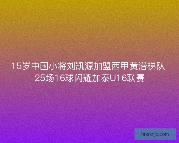 15岁中国小将刘凯源加盟西甲黄潜梯队 25场16球闪耀加泰U16联赛