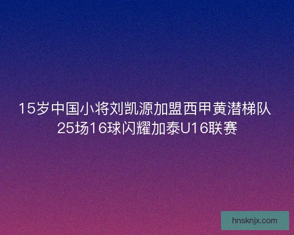 15岁中国小将刘凯源加盟西甲黄潜梯队 25场16球闪耀加泰U16联赛